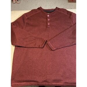Allen Oliver Men's Burgundy Heathered Henley Long Sleeve‎ Shirt XXL Polyester